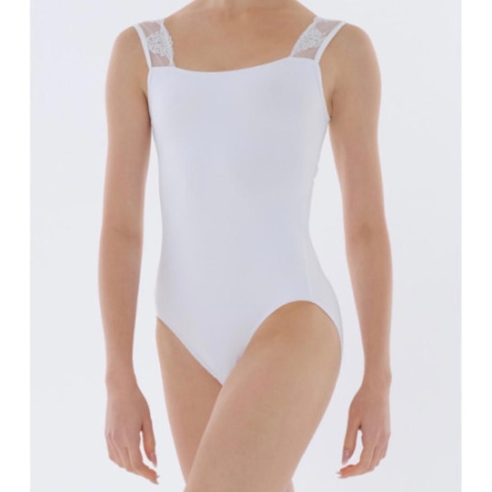 White Lace Back Leotard - Picture 2 of 4
